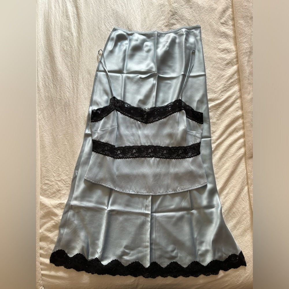 reformation lane top aerie skirt silk set